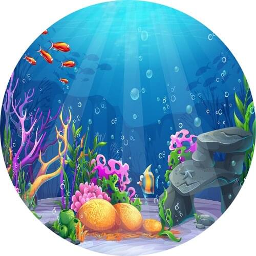 Round circle background under the sea Underwater World Backdrop baby shower birthday Party table Covers decoration YY-511