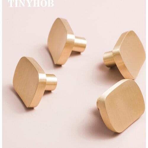 Square shape/Gold Solid Brass Door knob European Furniture Handles Drawer Pulls Kitchen Cabinet Handles