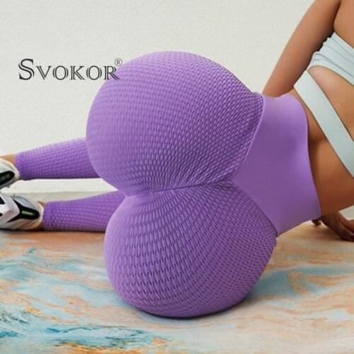 SVOKOR Sexy Seamless Bubble Leggings Fitness High Waist Leggings Women Peach Hip Jacquard Honeycomb Gym Yoga Pants Sportswear