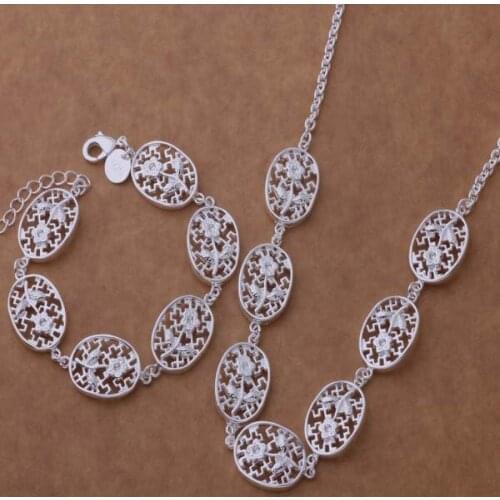 AS186 Hot 925 Jewelry Popular Jewelry Sets Fashion Jewellery Free Shipping Jewellery Sets Bracelet 008 + Necklace 066