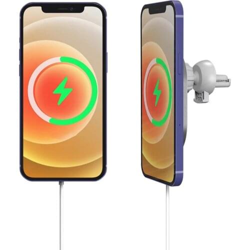 MagSaf 15W/10W/7.5W/5W Magnetic Car Wireless Charger With LED Indicator 360 Degree Rotation For IPhone 12 Charging