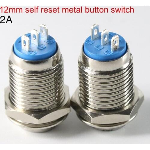 12mm metal button switch automatically reset the instant rebound switch normally open a normally closed current 2A three feet