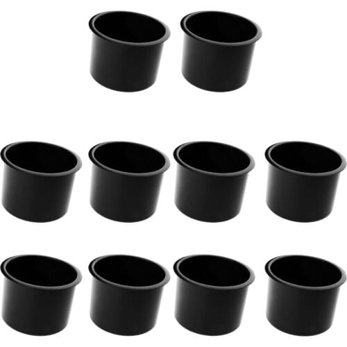 Set of 10 Black Recessed Alloy Cup Holder Drink Holder for Boat Car Marine Rv - Black, Inner Diameter: 82mm/ 3.23