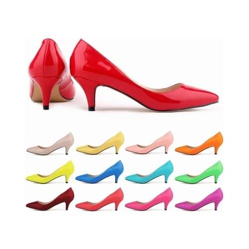 2020 New Women Leather High Hee Pumps Pointed Toe Work Pump Stiletto Wedding Shoes Office Career Elegant Pumps ladys shoes