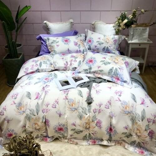 New pattern 4pcs Flower Series Printing 100% Pure Cotton Pastoral Wind Big Bed Sheet Pillow Cover Down Quilt Cover