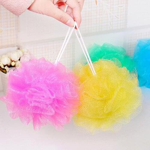 Solid Color Bath Ball Bathing Towel Scrubber Body Cleaning Mesh Shower Wash for Bathroom MPwell