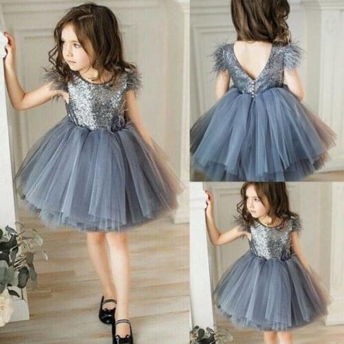Girls Toddler Formal Princess Party Pageant Wedding Tulle Tutu Sequin Bridesmaid Dress Summer for Girl 1-6Y