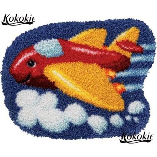 Latch hook rug canvas cartoon plane vloerklee handwerken knooppakket crochet needle for carpet embroidery Handmade home decor