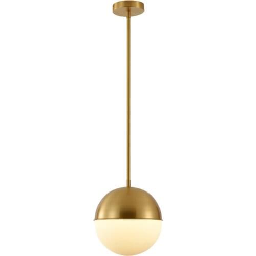 Nordic All-copper Ball E27 Tube Pendant Lights Living Room Kitchen Bedside Bar Art Deco Glass Hanging Lamps Restaurant Lighting