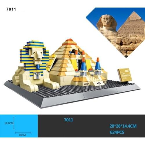 Hot world famous Historical architecture model Khufu Pyramid and Great Sphinx Egypt building block assemble toys collection