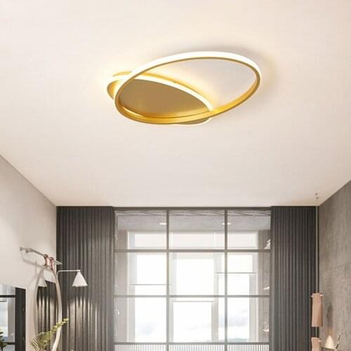 Nordic Luster Gold Iron LED Ceiling Lamp for Bedroom Hall Restaurant Kitchen Aisle Decoration Modern Indoor Lighting Fixture