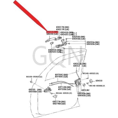Right front door outer handle assembly 2002-Toy ota LAN DCR UIS ERP RA DO front and rear door and tail door outer handle