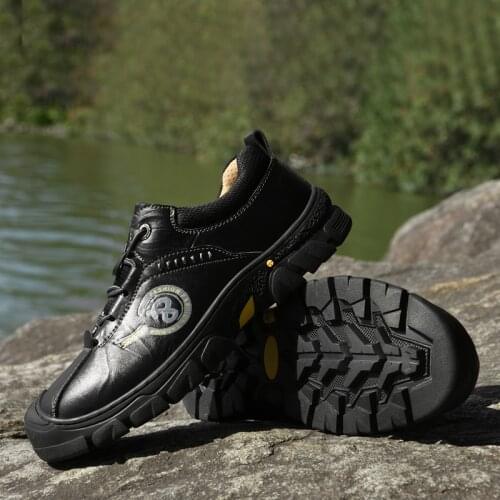 Durable Mens Shoes Fashion Leather Outdoor Shoes Men Casual Lace-up Comfortable Hiking Sneakers Man Brand Travel Adulto Footwear