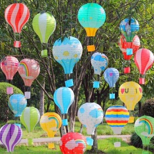 1pc 12''30cm Rainbow Hot Air Balloon Paper Lantern Wedding Decoration Childrens Bedroom Hanging Birthday Party Decor Supplies