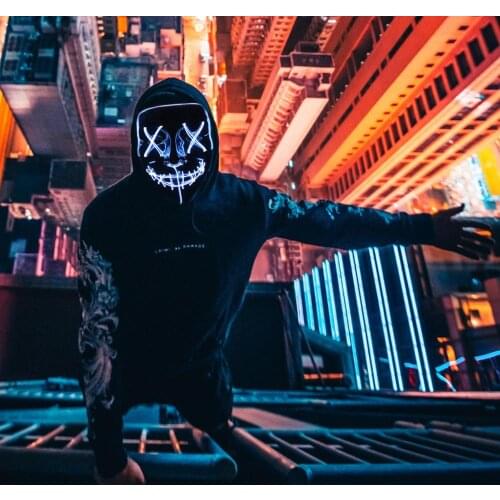 Halloween Various Colors Led Mask Party Masque Masquerade Light Glow In The Dark Horror Mask Glowing Masks 06