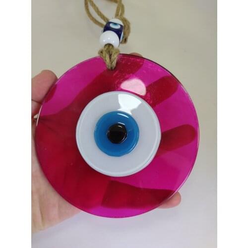Pink Evil Eye 12cm Glass Bead Pendant Charm Turkish Handmade Amulet for Wall Hanging Talisman Boho Home Decor Ojo Turco