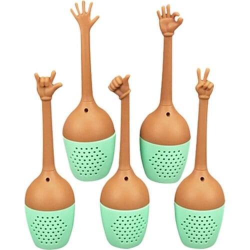 Silicone Loose Leaf Herbal Spice Holder Tea Brewing Tools Funny Hand Gestures Tea Infuser Black Tea Strainer Kitchen Accessories