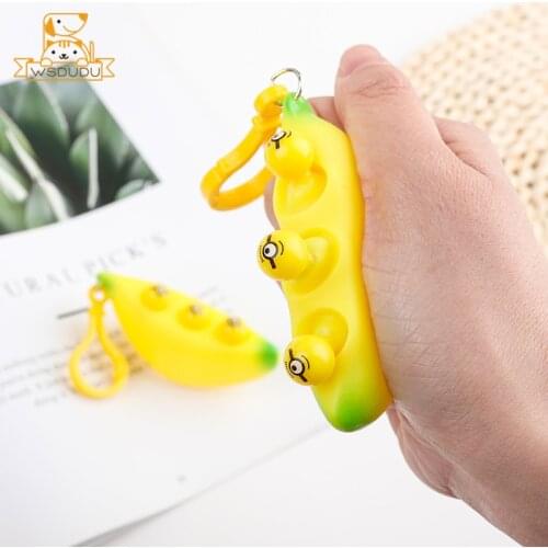 Cute Banana Fidget Toys Squeeze Bean Kawaii Face Facial Expression Soft Decompression Antistress Funny Pendant Adult Child Gifts