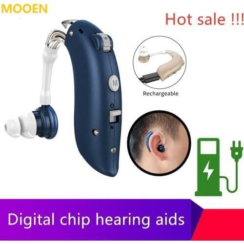 BTE Hearing Aids Sound Amplifier Rechargeable Mini Digital Invisible Deaf-Aid Behind The Ear Aid for Aged Health Care audifonos