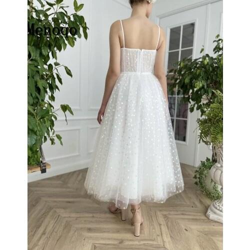 New Dots Stars Tulle A Line Prom Dresses Pockets Bow Ties Up Straps Tea Length Formal Party Gowns Vestidos De Fiesta 2021