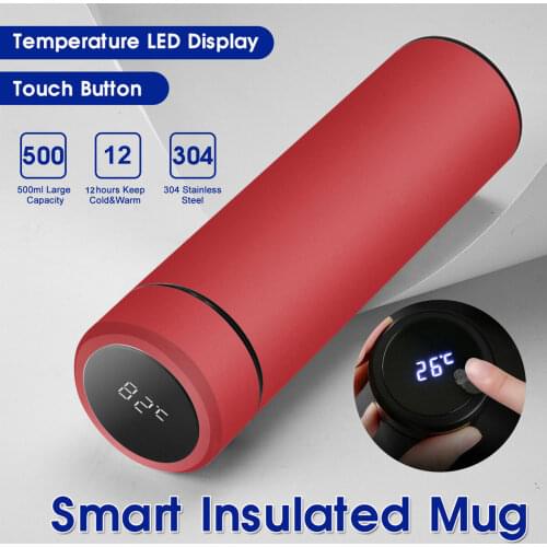Smart Thermos Bottle Water Cup Vacuum Flasks Stainless Steel Water Bottle LED Water Temperature Display Straight Style Bottle