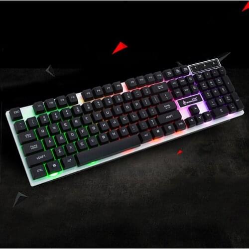 USB Computer Wired Keyboard Colorful Backlit Game Rainbow Glow Floating Button Y51A