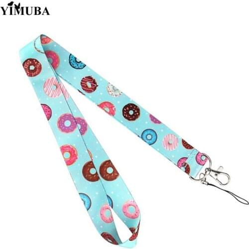 YIMUBA Donut Lanyards Key Chain Mobile Phone Hang Rope Creative Snack Food Cartoon Print Neck Straps for Keys ID Card USB Holder