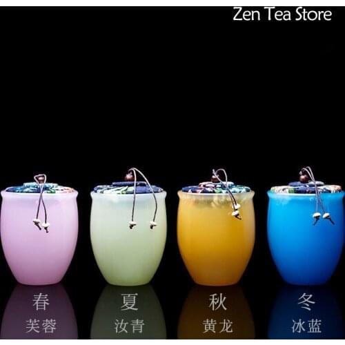 Sealed Jar Jade Porcelain Tea Caddy Ceramics Puer Tea Tea Storage Box Tea Jar Candy Jar Dried Fruit Container Spices Storage Box