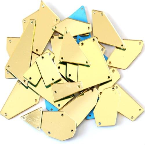 50pcs/pack Champagne Mirror Sew On Rhinestones Acrylic Irregular Rhinestone Flatback Mirror Sewing Rhinestones For Garment B1059