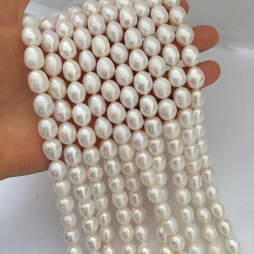 High quality pearl beads ,7-11 mm 100% freshwater pearl material with oval or rice shape-per strand