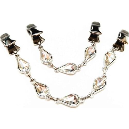 White Crystal Jewelry Cape Cloak Clasp Women Cardigan Clips Sweater Guards Shawl Pins Dress Scarf Cinch Clamps