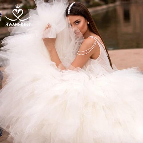 Wedding Dress Glamorous Backless Ball Gown Ruched Tulle Bridal Gown 2021 New Princess SwanSarah N339 Customized Vestido De Novia