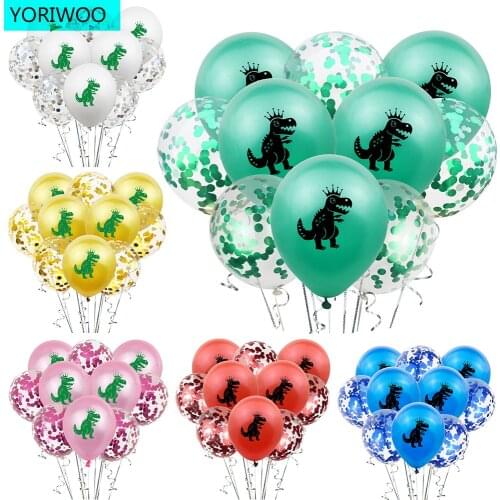 10pcs Happy Birthday Balloon Confetti Air Balloons Dinosaur Party Supplies Baloons Boy 1st Birthday Party Decorations Kids Dino
