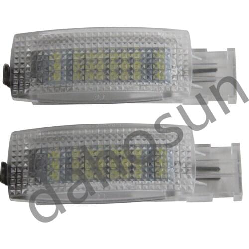 2Pcs LED Interior Sun Visor Vanity Mirror Lamp Light For VW Golf 4,5,6 Jetta Passat B5 1998-2005 Bettle Touran Door Light