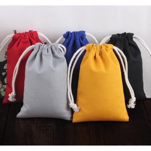 20pcs/lot 8.5x11.5cm Canvas Cotton Drawstring Pouch Coffee Gift Candy Packaging Bags Travel Makeup Case Organizer Bags