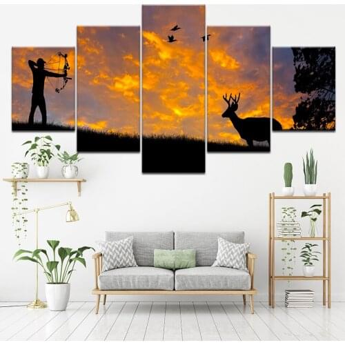 Man Athlete Standing Shooting 5 panel Art Wall Home Livingroom Wall Murals Decor Sport Series Canvas Print Painting Poster