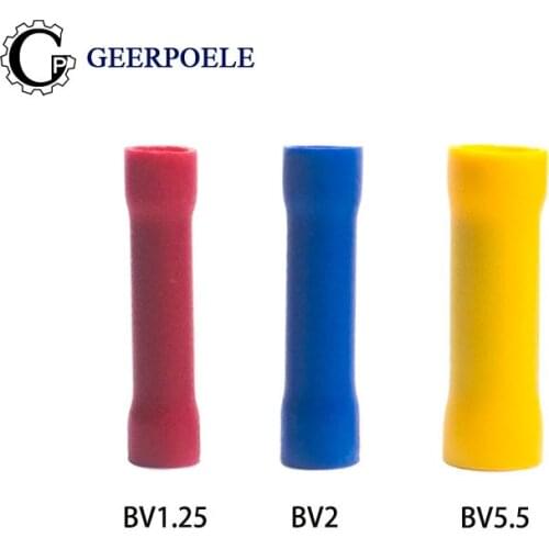 50 pcs/lot BV-1.25 Splice Terminals Pre-insulated Plug Spring Copper Nose Electric Sertir Lug Cosse Connector BV-2 BV-5.5