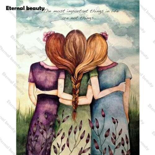 Three Girls Friendship Diamond Painting 5D Diy Full Round/Square Rhinestone Diamond Embroidery Mosaic Cross Stitch Kits Handmade