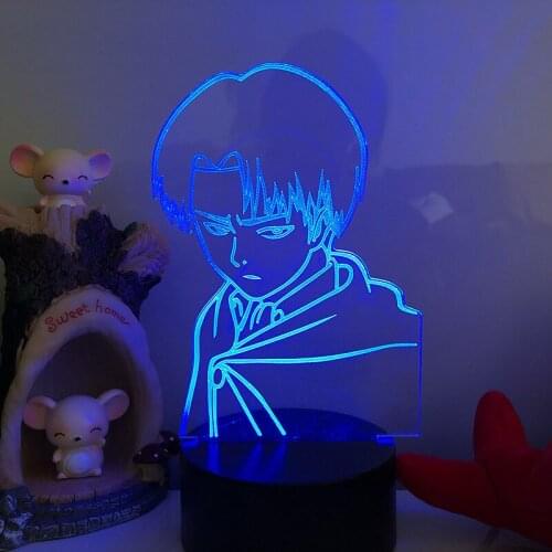 Anime LED Night Light Attack on Titan Levi Ackerman Acrylic 3D Lamp for Home Room Decor Light Child Gift Home Ornament