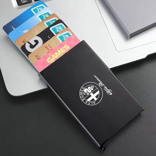 Car Accessories For Alfa romeo Giulia giulietta stelvio mito Automatic Metal Anti-theft Smart Wallet ID Card Credit Card Holder