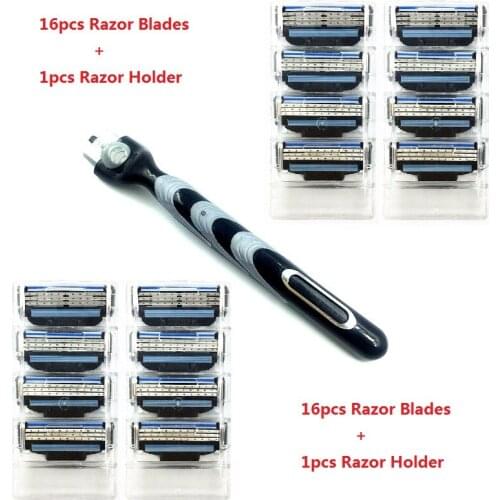 16pcs shaver heads and 1 hand Mens Safety Razor Blades Face care Shaving blades Manual shaving Cassette for gillettee mache 3