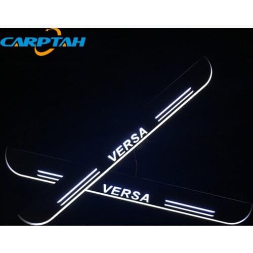 Carptah Moving LED Car Light Door Sill Scuff Plate Pathway Dynamic Streamer Welcome Lamp For Nissan Versa 2015 - 2017 2018