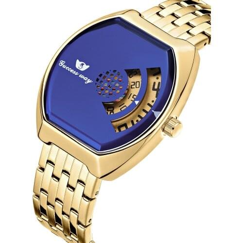 New Fashion Quartz Mens Watch Hot Sale Large Dial Hollow Gold Luxury Wrist Watch Relogio Masculino Montre Homme 2021 Gift