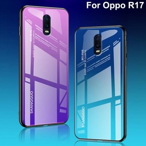 For Oppo R17 Case Tempered Glass Luxury Gradient Soft Silicone Frame Back Cover 6.4'' For Oppo R 17 cases OppoR17 phone shell