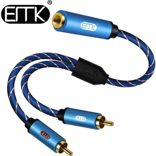 EMK 3.5mm Female to 2RCA Male Stereo Audio Cable Gold Plated for Smartphones, MP3, Tablets, Home Theater