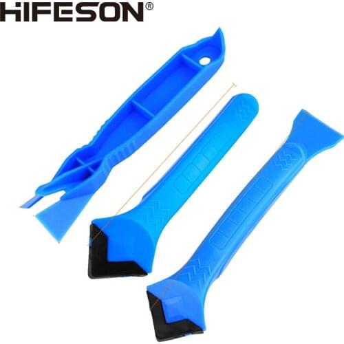HIFESON 3Pcs Door Silicone Sealant Scraper Right angle Caulk Tool Kit Spatula for Window Caulking Finishing Sealant Removal