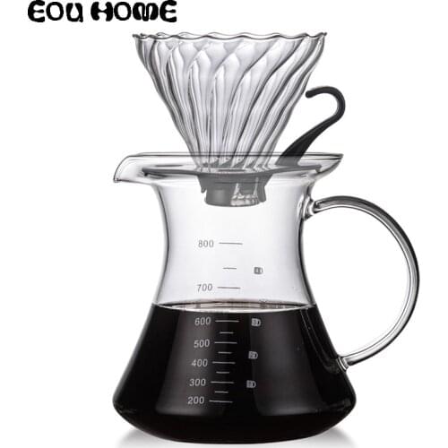 High Borosilicate Glass Cone Stripe Shaped Coffee Filters Cup Drip PP Resin Bowls Manually Follicular Filters Coffee Tea Tools