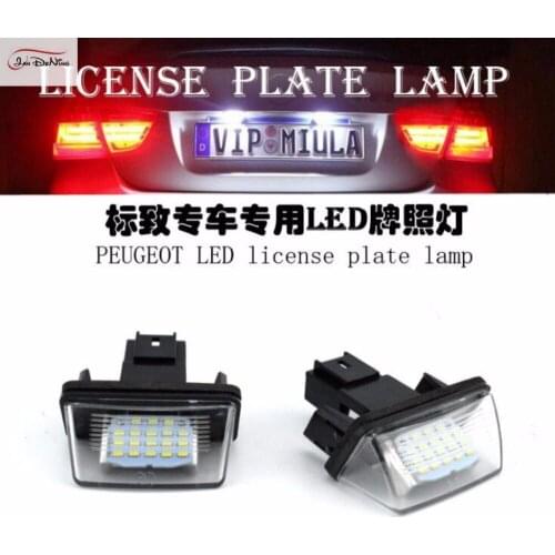 JanDeNing 2pcs Error Free 18 LED License Plate Lights For Peugeot 206/207/307/308 Citroen C3-C6