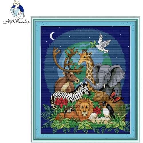 Joy Sunday Figure Style Animal World Painting Counted or Printed 11CT 14CT Chinese Cross Stitch Kits Embroidery Needlework Sets