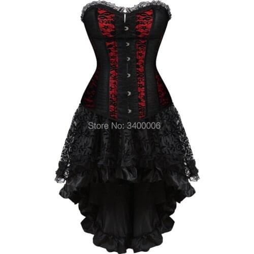 Bustiers corset skirts for women party girls victorian dress corselet overbust lace floral sexy lingerie fashion gothic corsets